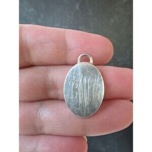 925 Sterling Silver Engraved "BWL" Oval Pendant/Charm Vintage